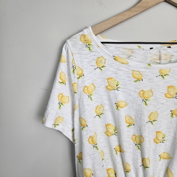 Lane Bryant Lemon Printed Waist Cinch Tee Top Blouse - Picture 4 of 8